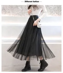 プリーツチュールスカート　ブラック