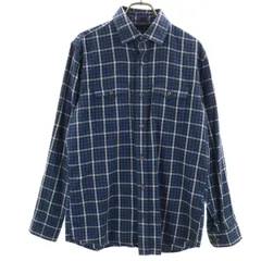 Banana Republic バナナリパブリック チェック 長袖 シャツ M ネイビー系 メンズ 古着
