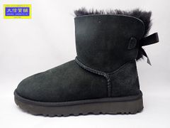 UGG MINI BAILEY BOW II UGG 1016501 アグ ミニ ベイリーボウ II ムートンブーツ 23cm ブラック 中古A 【送料無料】 A-8823【質屋出品】