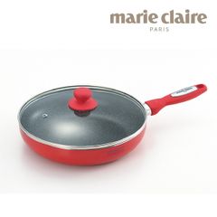 【 アウトレット 】マリクレール カラーズ アルミ フライパン 26cm MC-073R キッチン ギフト 新生活 フライパン グッズ 贈り物 アルミ 軽量 便利 IH・直火対応 蓋付 レッド  送料無料