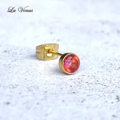 ✴︎つけっぱなしOK✴︎ 宝石質AAA 天然 ピンクトパーズ 一粒 ベゼルピアス 4mm 316 サージカルステンレス 金属アレルギー対応 片耳用【11月誕生石】