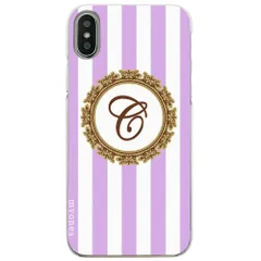 【新品未使用】iPhone6 Plus / 6s Plus アイフォン6sプラス クリア ハードケース ( ストライプラベンダー イニシャルC ) ボーダー ストライプ イニシャル cl-initial1-iphone6plus-ca033_d_c