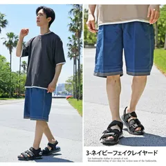 水着 メンズ サーフパンツ 海パン 海水パンツ スイムウェア 水陸両用 無地 フィットネス 水泳 スポーツ 男性用 ブラック 黒 グレー 紺 ネイビー 夏 3-ネイビーFレイヤード