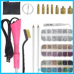 【在庫処分】XINMEIWEN ホットフィックス ラインストーン アプリケーター ツール DIY ワンド セッター ツールキット 7つの異なるサイズのチップ ピンセット & ブラシクリーニングキット 3パック ホットフィックス クリスタル ラインストーン (ピ