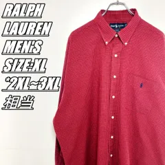 【US古着】RALPH LAUREN　ラルフローレン　BLAKE　長袖チェックシャツ　メンズ　サイズ表記XL　2XL~3XL相当　ダークレッド×ネイビー