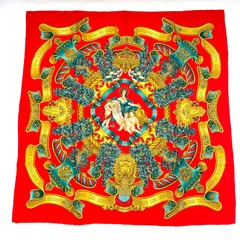 極美品 HERMES エルメス スカーフ カレ90 シルク EUROPE ヨーロッパ 女神 子供 レッド