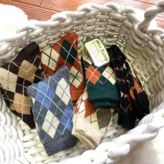 あったかい靴下【 羊毛 5足セット】レディースソックス 伝統的な菱形デザイン匿名配送