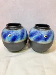 【新品】信楽焼　流彩丸花瓶２個セット　花瓶　花器　フラワーベース　仏壇用　お盆用　花瓶セット