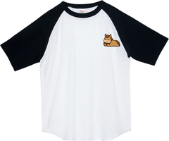 うまワンポイントイラスト/オリジナルデザイン/00106-CRT/Printstar5.6ヘビーウェイトラグランTシャツ//ホワイト×ブラック