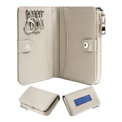 [imeetu] キーケース ミニ財布 マルチケース メンズ レディース スマートキーケース 本革 4連フック付き コンパクト 人気 便利 財布 カードケース 小銭入れ 多機能 軽量