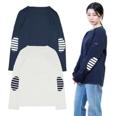 SAINT JAMES セントジェームス 長袖 Tシャツ ロンT 無地 MERID MOD U COUD 0844 エルボーパッチ レディース ユニセックス メンズ Navy Ecru Navy XL