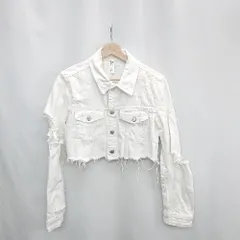 ◇ Θ ZARA ザラ クロップド丈 長袖 デニムジャケット サイズM ホワイト レディース E  【1502200003311】