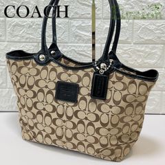 ★COACH★コーチ トートバッグ F14385 肩掛け ブラウン×ブラック シグネチャー柄