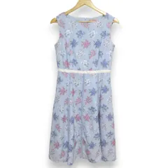 美品 22SS TOCCA トッカ 洗える HONEYDEW ハニーデュー フラワーエンブロイダリー ドレス ワンピース サイズ4 サックスブルー レディース 古着 中古 USED