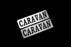 EE-700-2 CARAVAN 銀黒 アクリル2層ステッカー日産 キャラバン E24 E25 E26 NV350 前期 後期 モデリスタ 2枚1セット