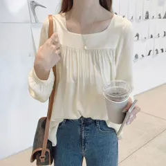 ☆ アイボリー ☆ XLサイズ ☆ シャツブラウス トップス オフィスカジュアル ブラウス 長袖 レディース シャツブラウス シャツ レディースブラウス レディースシャツ 長袖ブラウス 長袖シャツ オフィスカジュアル かわいい 可愛い トップス ゆったり 大人