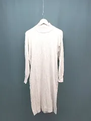 ◇ moussy ニット生地 ハイネック ポケット付き 秋冬向け 長袖 ロング丈 ワンピース サイズFREE ベージュ レディース E  【1310130019964】