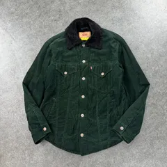 O1 Levi's Corduroy Tracker Jacket 70535 リーバイス 裏ボア コーデュロイジャケット トラッカージャケット ブルゾン グリーン系 USED メンズ