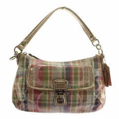 コーチ COACH ポピー マドラス グルービー ハンドバッグ ショルダー 2WAY キャンバス レザー チェック柄 シグネチャー 総柄 マルチカラー 19619 /XZ ■GY11