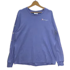 Champion チャンピオン ロングスリーブ ロンT 袖プリント 長袖 ロンT ワンポイント刺繡 オーバーサイズ ビッグシルエット ホンジュラス製 2XL パープル