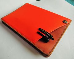 A5サイCover pocke付き付きノートカバー】合皮■オレンジ/ヌメ