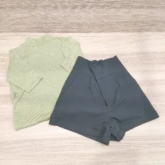 ◇ GRL グレイル まとめ2点セット サイズM ニット素材 綺麗め ワンピース パンツ サイズM ブラック/グリーン レディース E  【1303290007957】