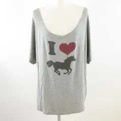 アングリッド UNGRID カットソー 半袖 オーバーサイズ プリント ストレッチ グレー F *T977