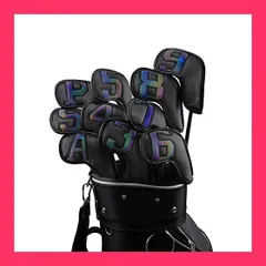 【スタッフおすすめ！】Scott Edward 10PCSウェッジアイアンゴルフヘッドカバーセットPU防水性と耐久性のある強力な磁気、大きな数字でほとんどのブランドクラブに最適