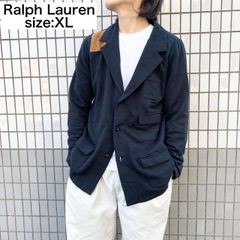 レディース RALPH LAUREN スウェット地 テーラードジャケット ブレザー 3つボタン XL ブラック