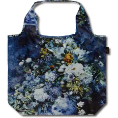 バッグ 名画クーラーエコバッグ（ルノワール「大きな花瓶」） ゆうパケット 軽量 折り畳み 保冷 内ポケット マチ付 大容量 肩掛け 軽い ファスナー付 ギフト ショルダー かばん プレゼント ゴムバンド 買い物 バッグ ショッピングバッグ 贈り物 Lサイズ