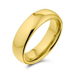 【新着商品】平野の簡単なドームのカップルのチタンの結婚指輪は女性の慰めの適合6MMのための男性のための磨かれた14Kの金によってめっきされるリングを置く