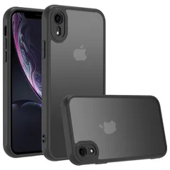 iPhone XR ケース iphone ケース iPhone XR ケース スマホカバー 耐衝撃 指紋防止 滑り止め マット半透明 黄ばみなし レンズ保護 米軍MIL規格アイフォンXR 用カバー インチ PinLiSheng (ブラック, iPhone  1