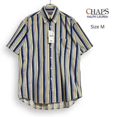 デッドストック 90s CHAPS チャップス ラルフローレン ストライプ 半袖 シャツ M
