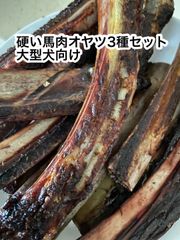 お試し　大型犬向け　国産馬肉硬いオヤツセット3種