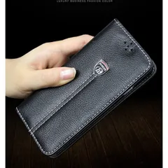 iPhone5 5S SE 初代 4インチ 高級本革 手帳型 スマホケースD 黒色 AB205