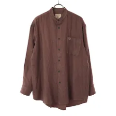 エムシーエム ウールブレンド 千鳥格子 長袖 バンドカラーシャツ L レッド×グレー MCM メンズ