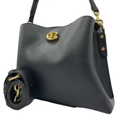 美品<!-利用不可文字-!>COACH ショルダーバッグ 2way ターンロック ウィロウ ブラック COACH コーチ ハンドバッグ ワンショルダーバッグ 2way ウィロウ ゴールド金具 ブラック レザー レディース