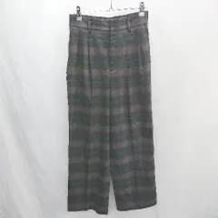 ◇ ⊇ GLOBAL WORK グローバルワーク チェック柄 タックパンツ サイズM ブラック ブラウン レディース E  【1502060047562】