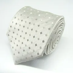 オリヒカ ブランド ネクタイ スクエア柄 格子柄 シルク PO メンズ ホワイト ORIHICA 【中古】