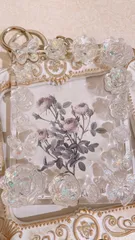 デコ トレカケース キーホルダー レジン 薔薇 クリア×オーロラ