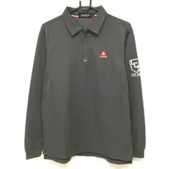 ★特価★【美品】ルコック 長袖ポロシャツ ダークグレー×レッド ハーフジップ ロゴ刺しゅう メンズ LL ゴルフウェア le coq sportif