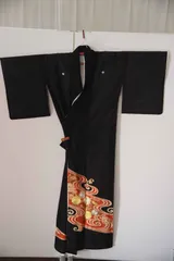 【夏着物　絽】化繊　洗えるお着物　黒留袖　五つ紋　比翼付き 夏着物 絽】化繊 洗える黒留袖 五つ紋 比翼付き