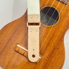 ウクレレストラップ　ホワイトレザー　本革　フルレザー　白　white