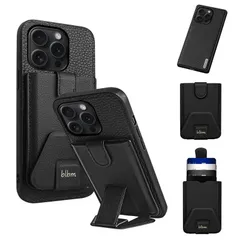 【数量限定】指紋防止 MagSafe充電器対応 傷防止 耐衝撃 磁気内蔵 スマホケース カード収納 レザー 財布機能 ライチ柄 カバー スタンド機能付き 本革 指紋防止 ケース 滑り止め 対応 Pro 豪華 15 ファッション iPhone （ライチ柄・ブラッ