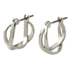 【シルバー×ピアス】[Cream dot. クリームドット公式] ピアス レディース  フープ 低アレルギー キャッチレス クロス バイカラー コンビカラー 大人 上品 エレガント カジュアル 