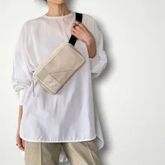 パッチワークレザーウエストバッグ／アイボリー系／ハンドメイド／1点物