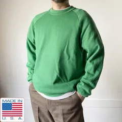 80s USA製 JERZEES ラグランスリーブ 無地 スウェット 緑系 XL ジャージーズ トレーナー アメリカ製 ビンテージ D152-13-0007ZV