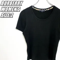 BURBERRY LONDON　バーバリー ロンドン　ワンポイント刺<!-利用不可文字-!>　半袖ニットカットソー　レディース　サイズ表記2　ブラック