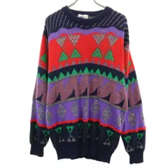 カルロルナ 80s 90s イタリア製 オールド 長袖 セーター 48 濃紺 他 Carlo Lana ニット メンズ