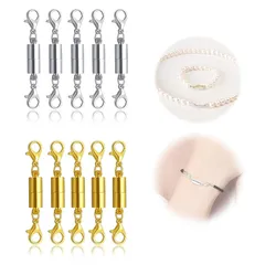 MILANQW ネックレス 留め具 マグネット留め具 簡単装着 磁気クラスプ エンドパーツ エンドパーツ ジュエリー用 延長用金具 接続端 ブレスレットと首飾りネックレスと宝飾品 簡単装着 (2色)【10個セット】 0